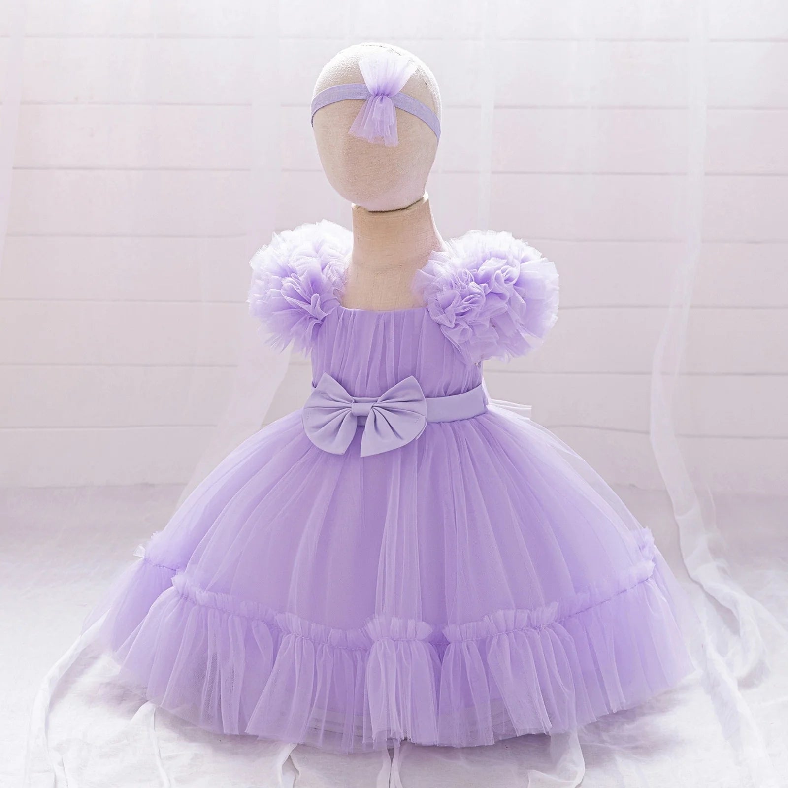 Toddler Party Baby Girls Dresses Baptism Bridesmaids Costume Infants 1st Birthday Bow Princess Dress Baby Wedding Christmas Gown