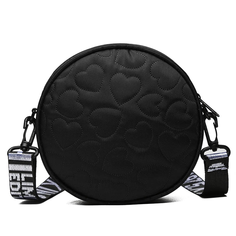 Men's and Women's New Single-Shoulder Crossbody Bags - Fashionable and Versatile Pure Color Heart-Shaped Print Casual Bags