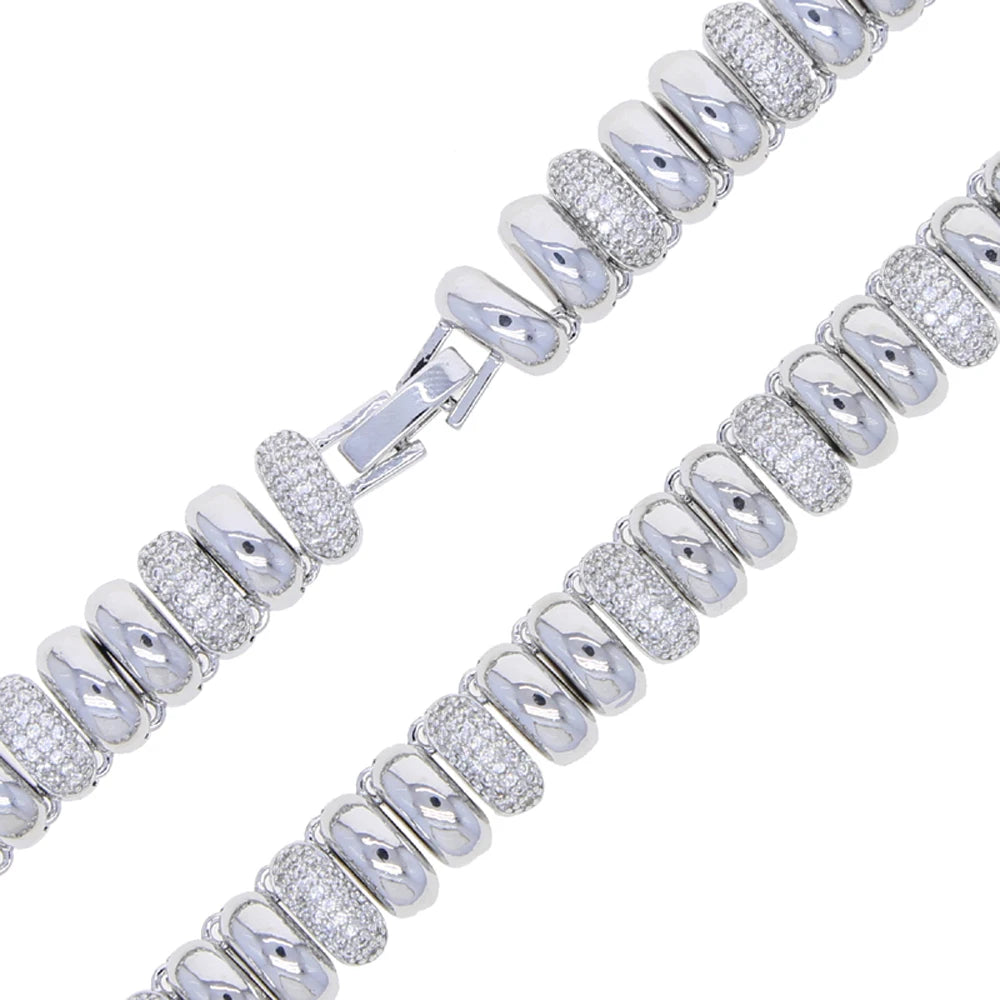 Iced Out Snake Chain Herringbone Necklace Women 10MM High Polished Plain CZ Choker European Female Fashion Jewelry
