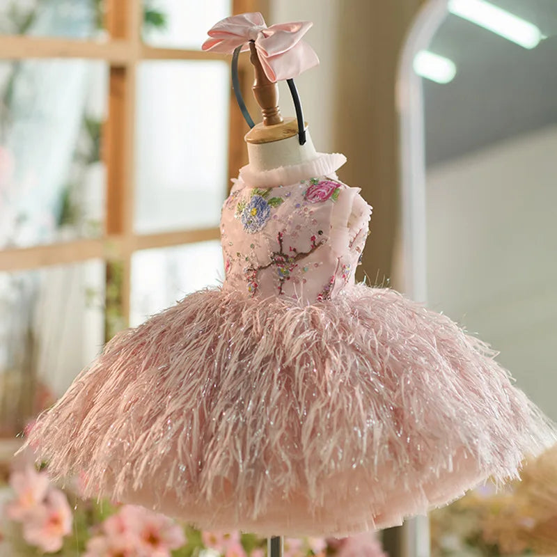 Toddler baby girls first birthday dress for 0-6 years old exquisite girl party dance high-end dress fashionable unique special