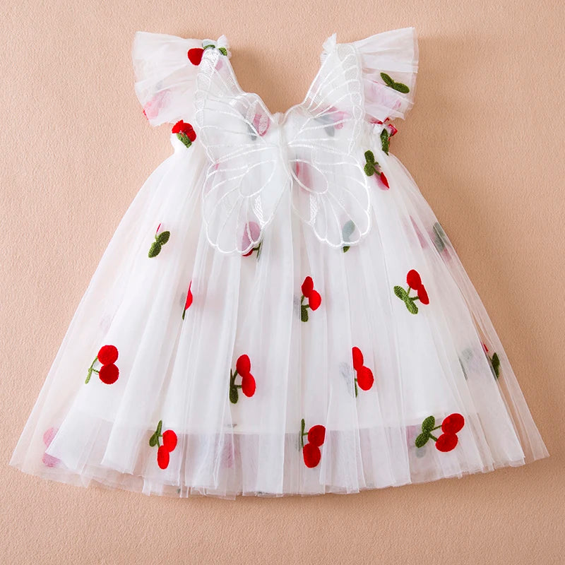 Flower Girl Dresses for Wedding Kids Backless Tulle Tutu  Princess Prom Party Clothes Baby 1st Birthday Baptism White Dress