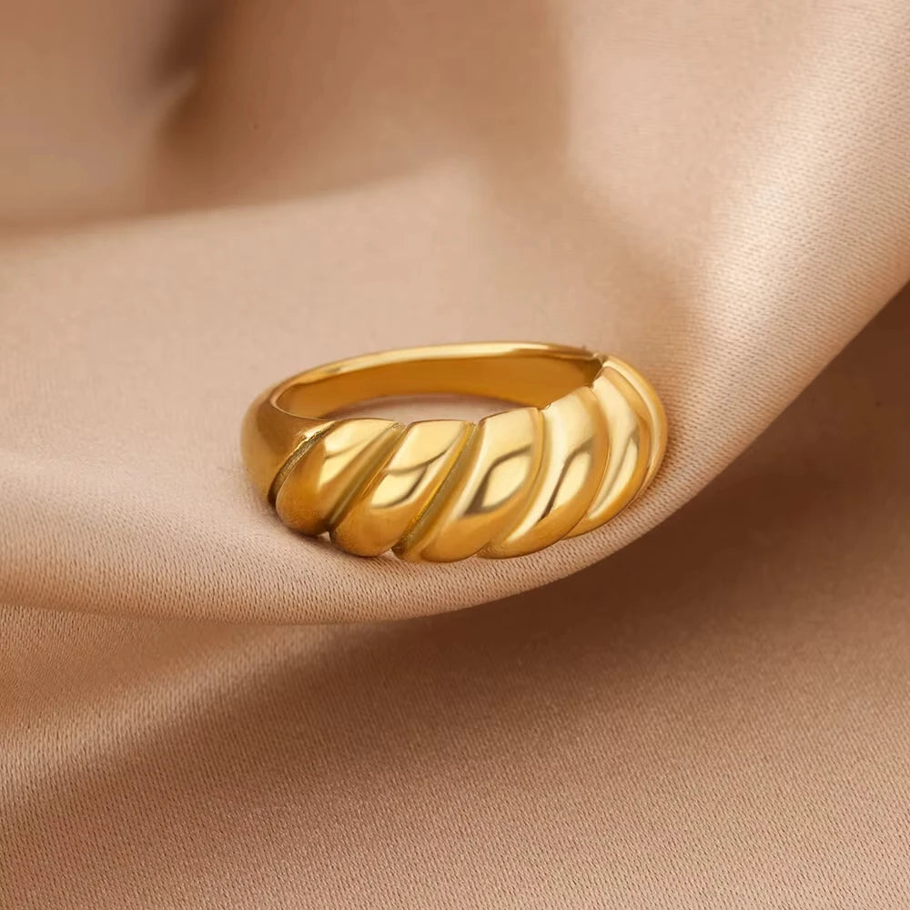 Stainless Steel Creative Geometry Rings For Women Men Opening Smooth Ring Wedding Exquisite Jewelry Gift 2024