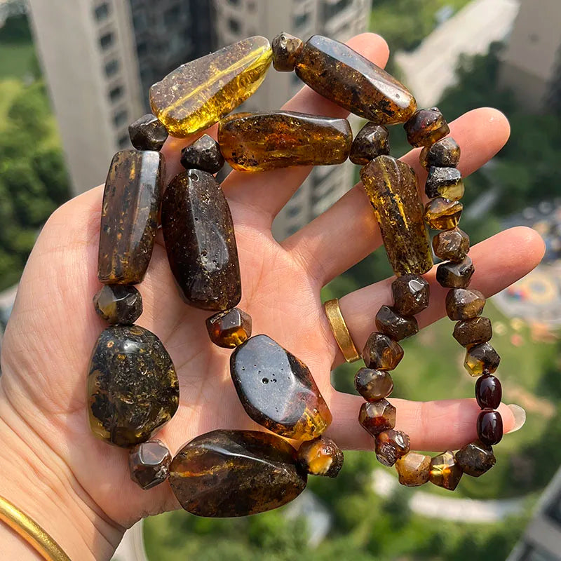 Big New Natural Amber Necklace for Gift European Baltic Original Beads Gogerous 100% Original Real Jewelry Supplier Wholesale