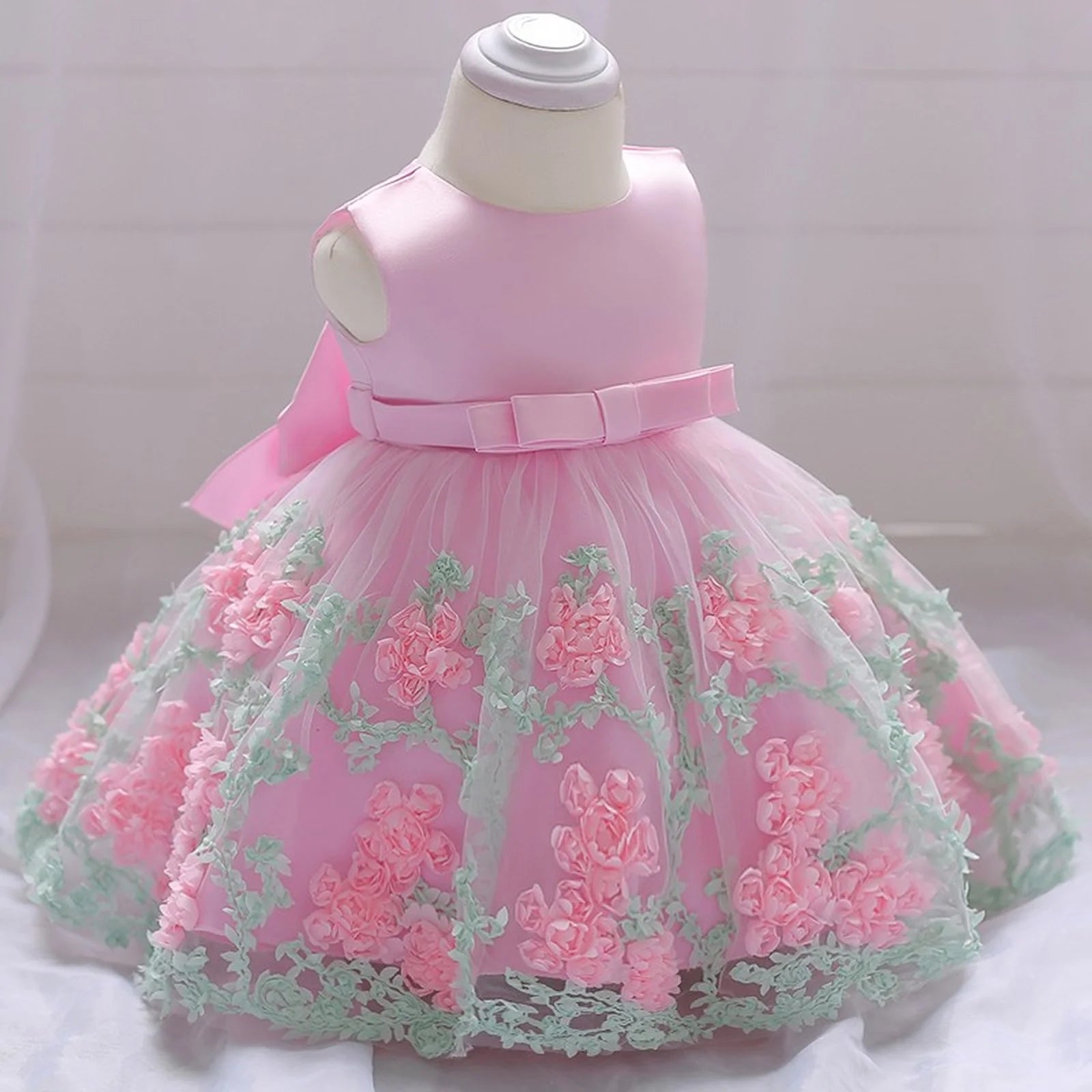 Baby Girl Frist Birthday Baptism Dresses Kids Lace Flower Dress for Little Girls Party Wedding Toddler Infant Christmas Clothing