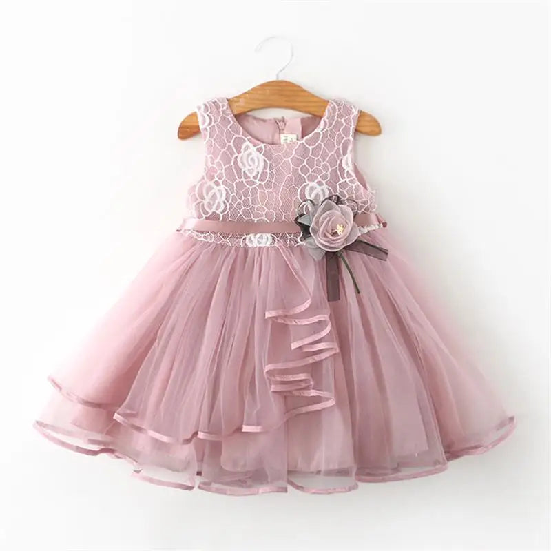 2025 New Baby Girl Dress for 2-6Y Kids Birthday Party Princess Dress White Wedding Ball Gowns Flower Tutu Elegant Girls Clothing