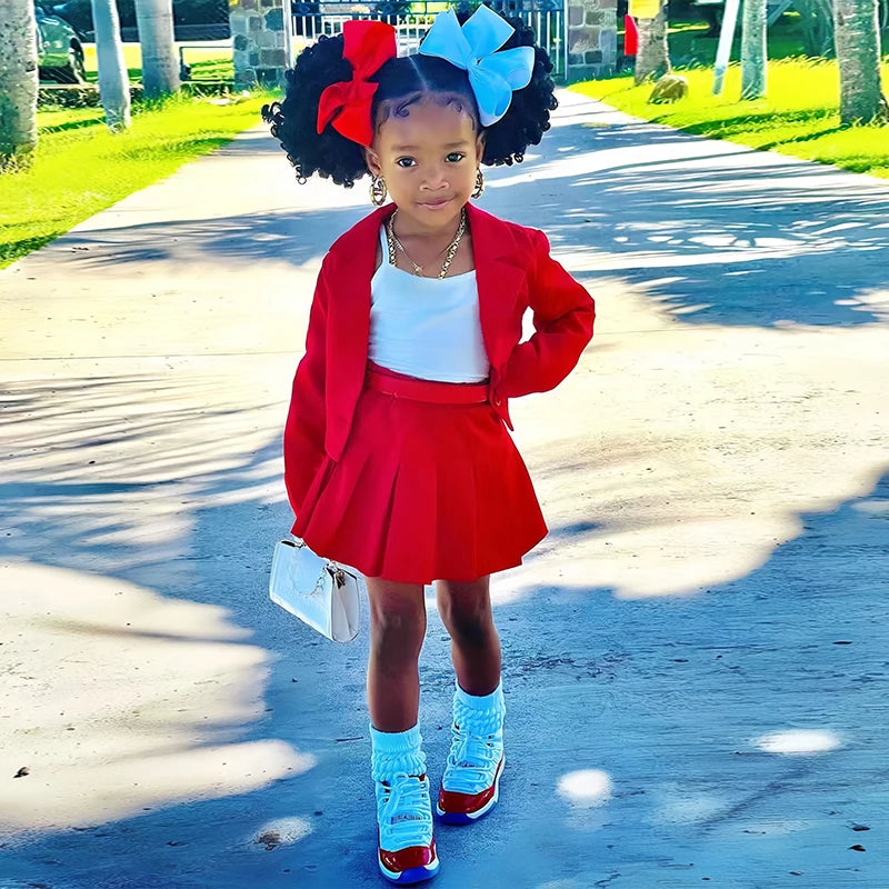 Children's Clothing Long Sleeve Jacket &  Miniskirt Suit For Girls Autumn 2Pcs Sets For Kids Clothes Girls From 2 to 8 Years Old