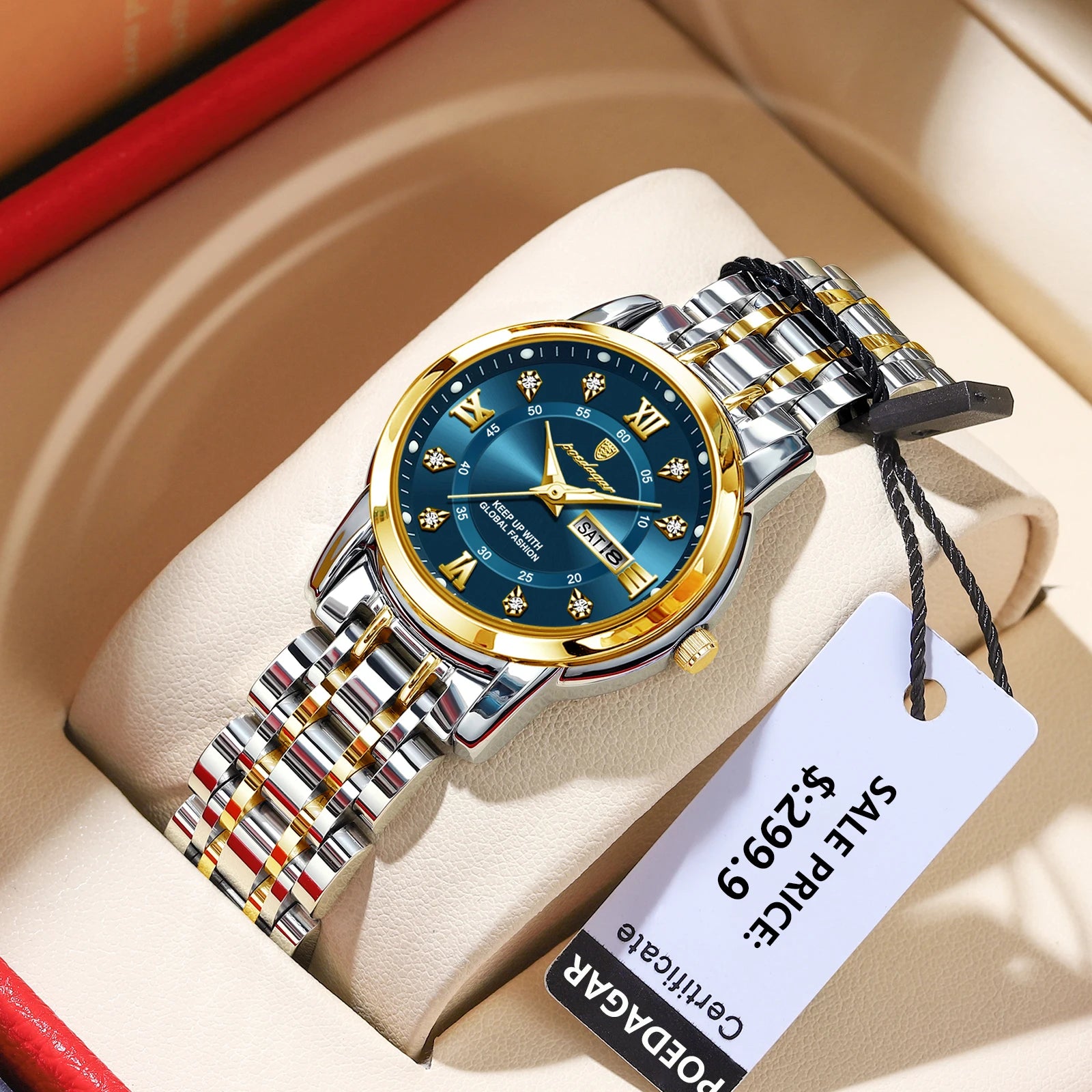 POEDAGAR Luxury Women Wristwatch Waterproof Luminous Date Week Women's Watches Stainless Steel Elegant Dress Quartz Ladies Watch