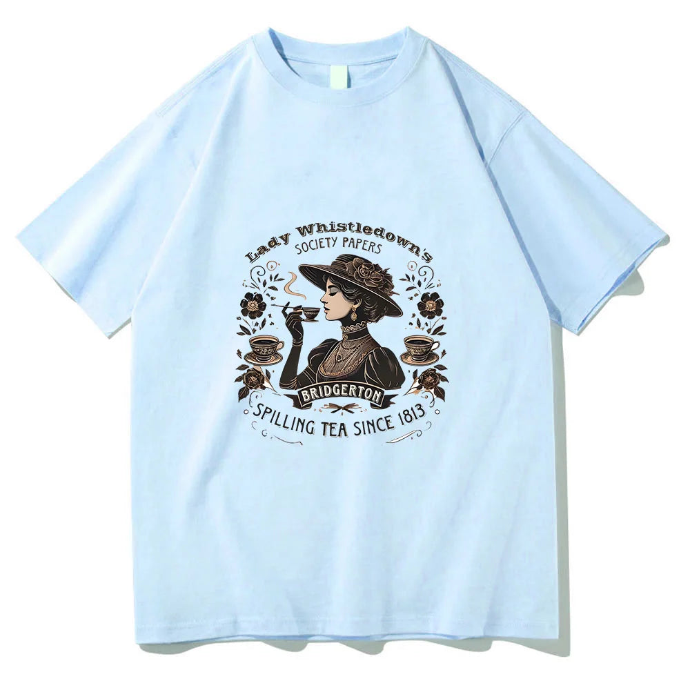 Women Clothing T-shirt TV Lady Whistledown Cotton Casual Tee-shirt O-neck Cotton Tshirt Ropa Mujer Vintage Punk Fashion Clothing