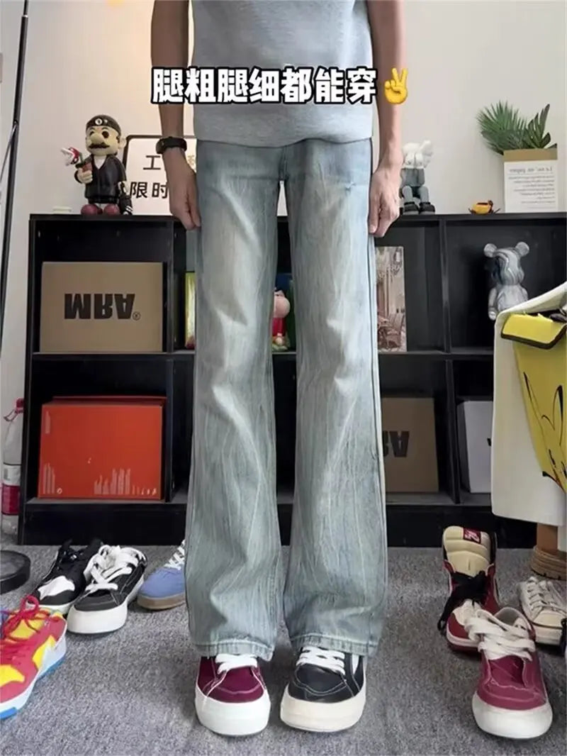 Simple and versatile jeans, trendy and artistic style, new Harajuku style, fashionable and lazy