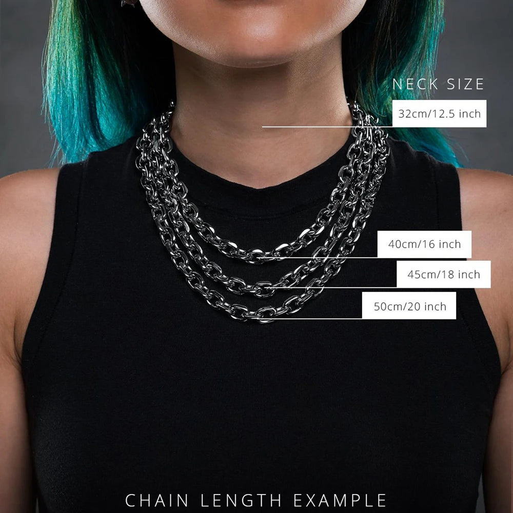 8mm Chunky Bevelled Cable Link Chain Necklace Stainless Steel Grunge Jewelry Punk Gothic Necklace Gift for Him