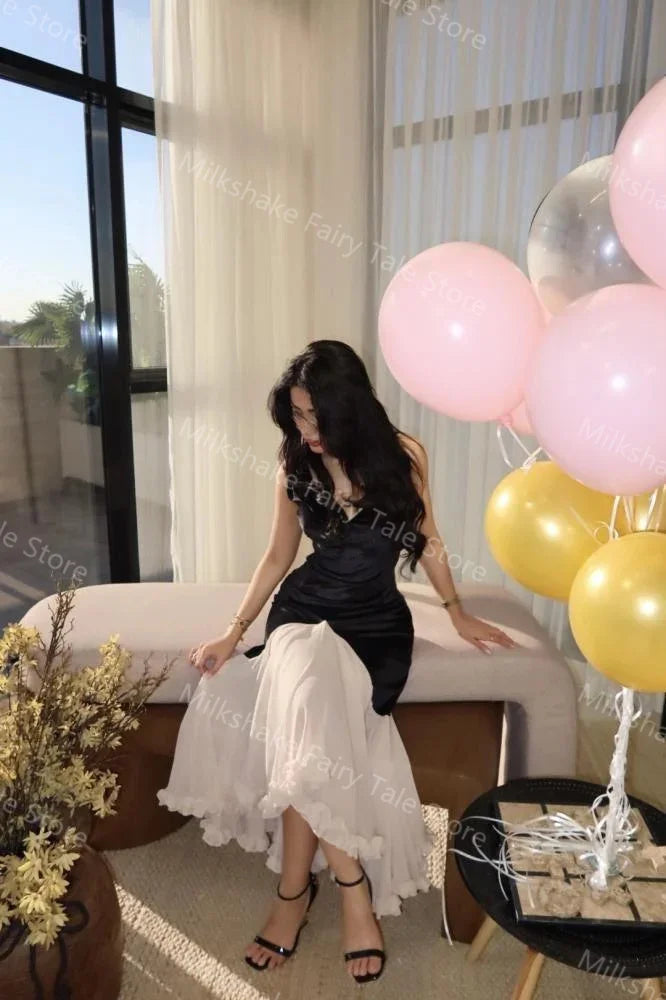 Simple Evening Dresses for Women V Neck Sleeveless Velvet Prom Gown Vintage Ruffles Customized Wedding Party Guest Gowns