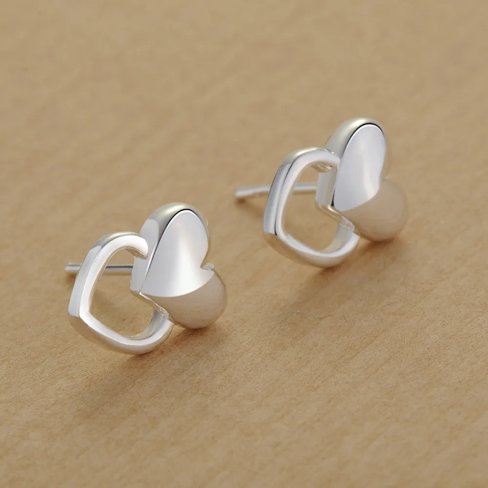NEW 925 Sterling Silver Earrings Hot Hearts For Women Exquisite Student Girlfriend Jewelry Accessories Wedding Fashion Gift