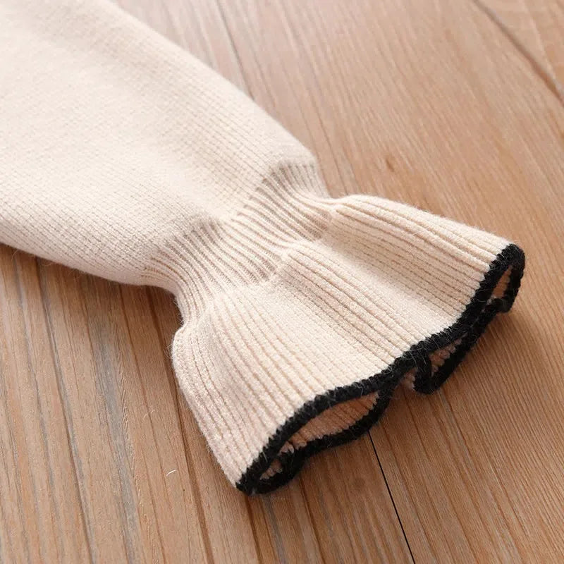 2025 Autumn winter Teenagers Girls Kids bowtie Knit Sweater Dresses Princess clothes new year christmas 4 5 6 7 8 9 10 11 year