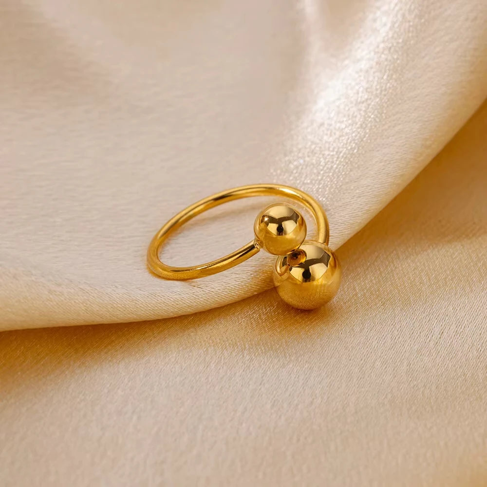 Stainless Steel Creative Geometry Rings For Women Men Opening Smooth Ring Wedding Exquisite Jewelry Gift 2024