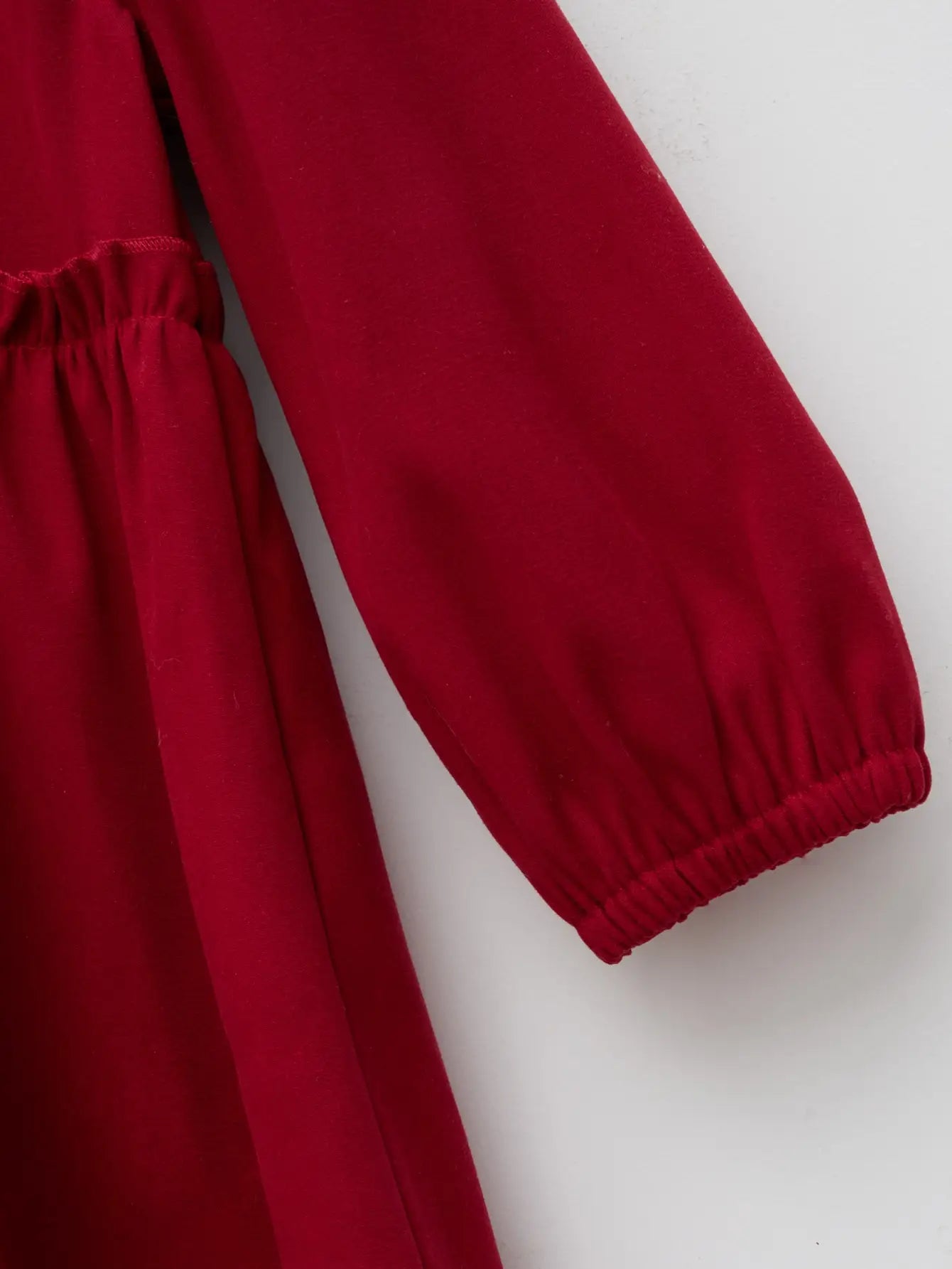 Winter children girls new Chinese dress lotus lace collar fold waist oblique bow buttons red warm elegant festive dress