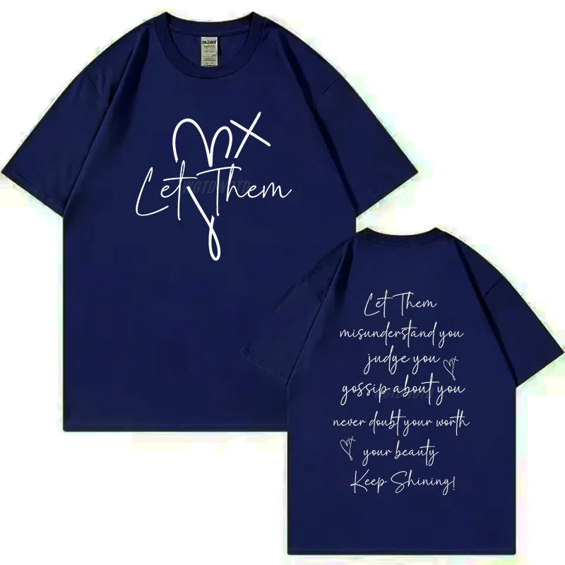 Women's Clothing Let Them Inspirational Quotes Graphic T Shirts Letter Print Fashion Summer Clothes Let Them Positive Quotes Top