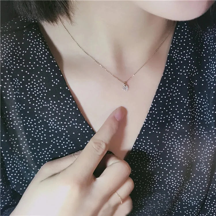 925 sterling silver plated 14K gold necklace light luxury versatile exquisite full small round brand clavicle chain for women