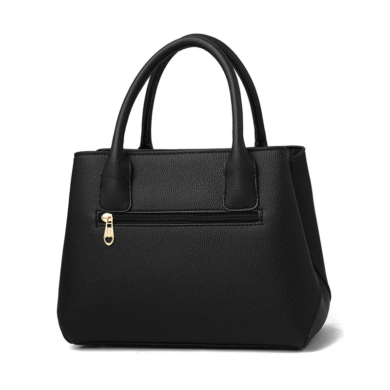 Bow Metal Pendant Top Handle Satchel Crossbody Bag, PU Leather Textured Bag Purse, Classic Versatile Fashion Shoulder Bag
