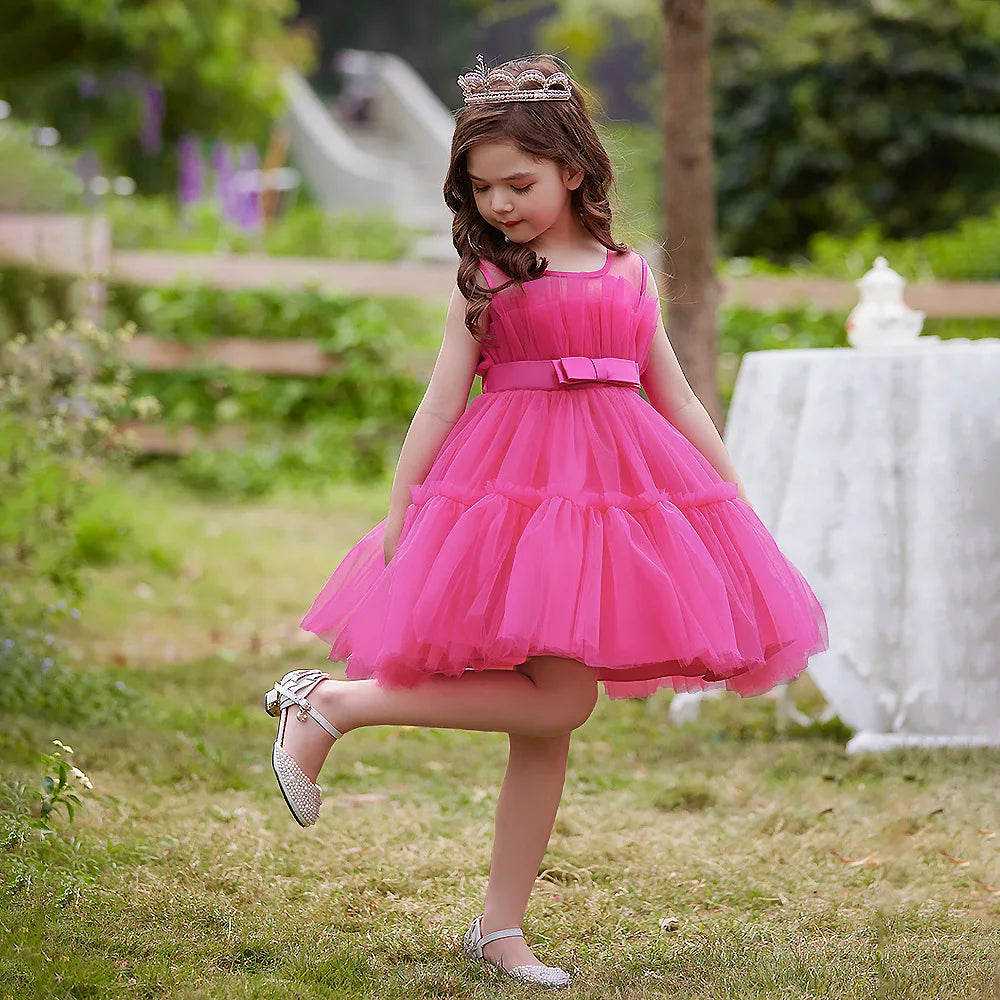 Kid's Party Formal Evening Dresses Elegant Party Dresses For Girls Dresses With Trailing Detachable Princess Dress