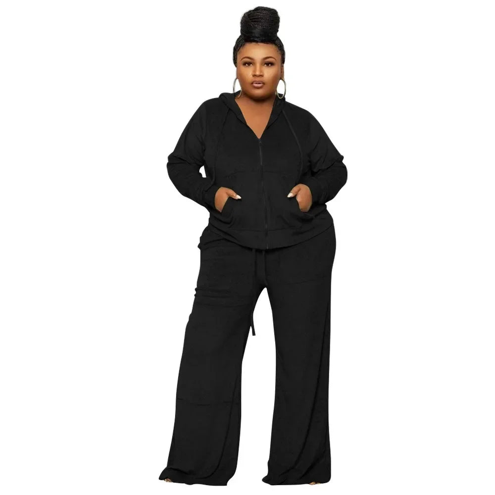 L-4XL african women high quality clothing sweatsuit plus size two piece sets casual loose pant suits dropshipping wholesale