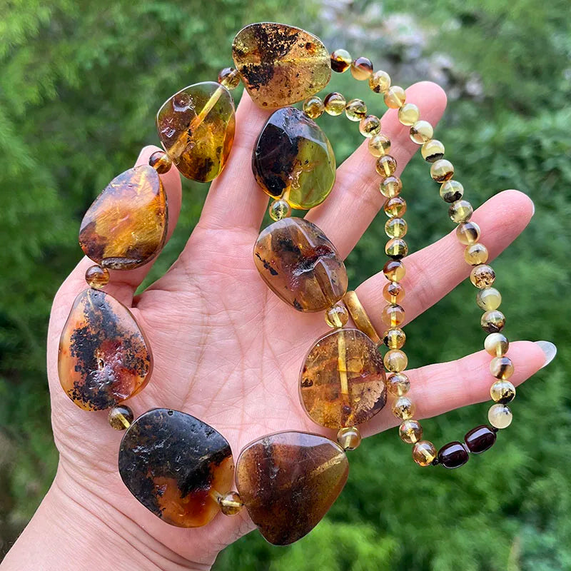 Big New Natural Amber Necklace for Gift European Baltic Original Beads Gogerous 100% Original Real Jewelry Supplier Wholesale