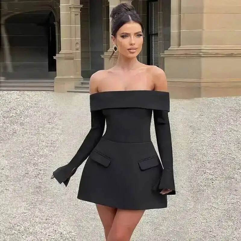 Avrilyaan Button Backless Bodycon Short Sexy A-line Dress Women Nightclub Party Dress Long Sleeve Mini Autumn Dress Vestidos