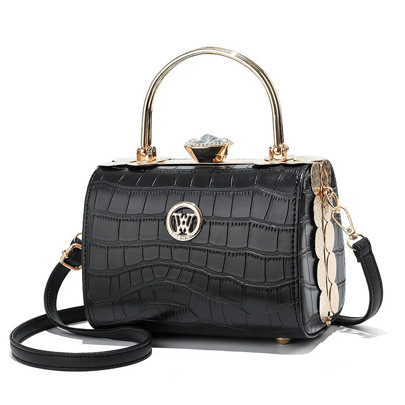 Elegant Diamond Women's Bags High-quality Steel Clip Women's Shoulder Bag New Pillow Bag Women's Handbag Banquet Crossbody Bag