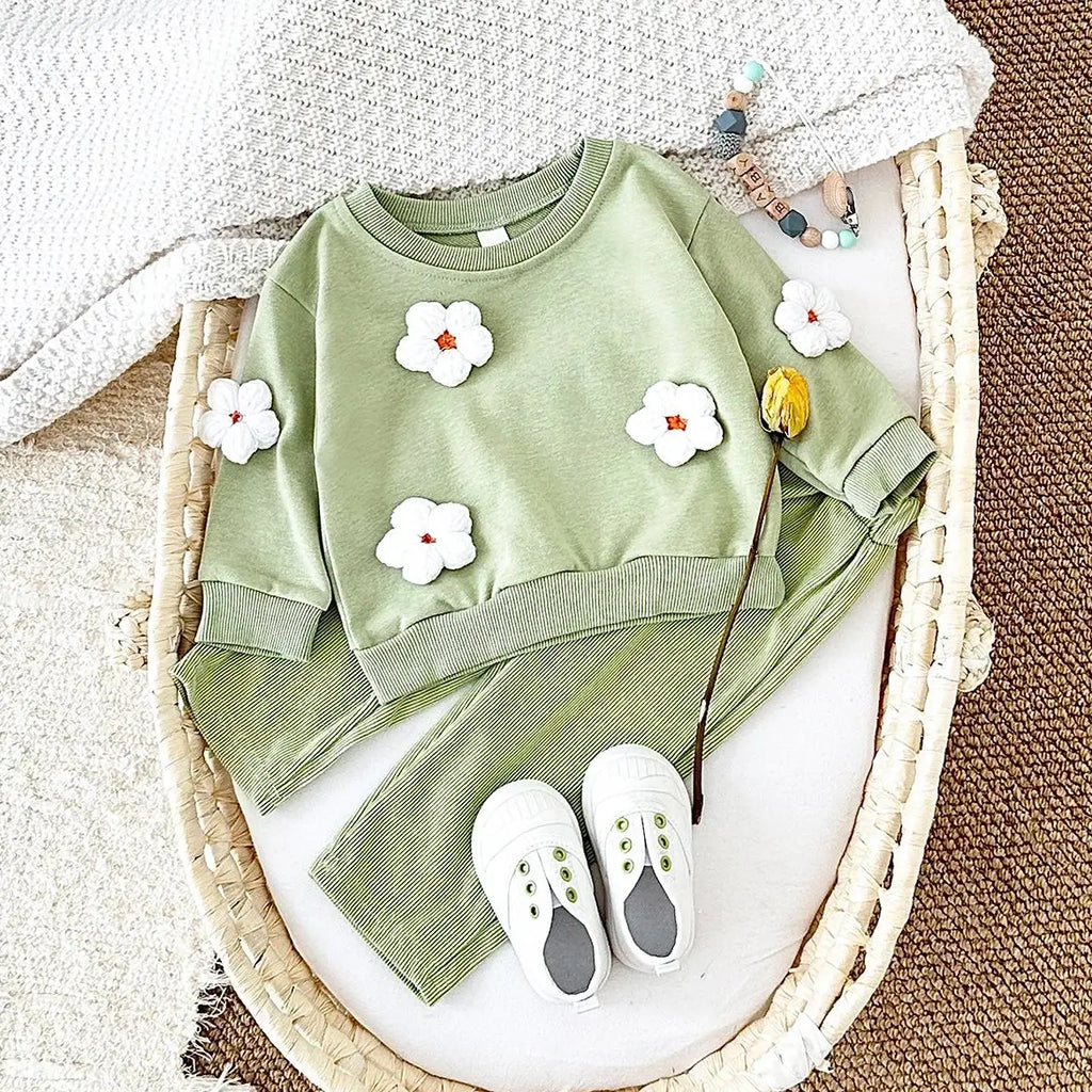 New Infant Suit Baby Girl Clothes Newborn Boys Infant Sets Cotton Comfortable Spring Autumn Floral Sweatshirt Top+Long Pants