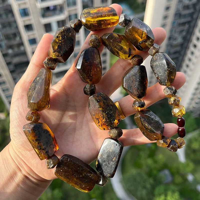 Big New Natural Amber Necklace for Gift European Baltic Original Beads Gogerous 100% Original Real Jewelry Supplier Wholesale