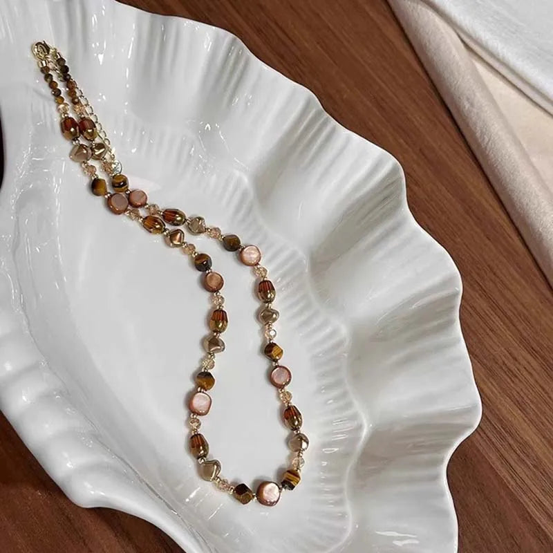 Natural Stone Freshwater Pearl Necklaces For Women Fashion Sexy Green Water Droplet Pendant Collarbone Chain Jewelry Gifts