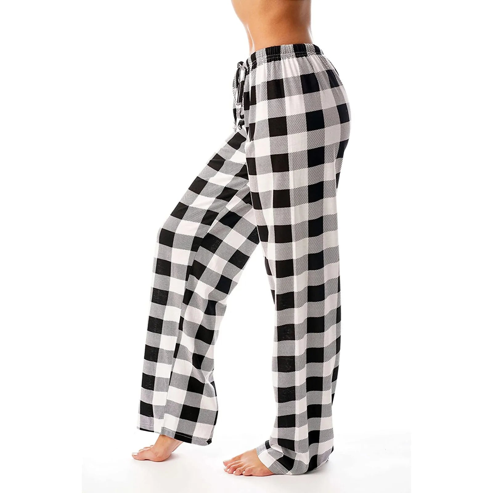 Pantalon Y2k Casual Pants Elastic Plaid Thin And Comfortable 2024 spring autumn Pajama Pants With Loose Drawstring Wide Leg Pant