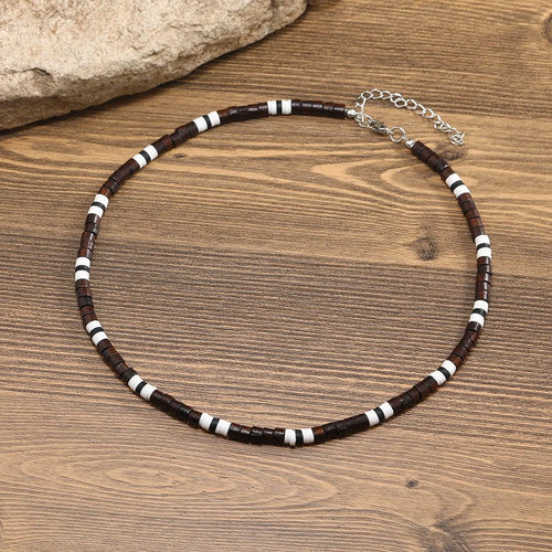 Bohemian Spliced Wood Bead Necklace Long Diamond Necklace