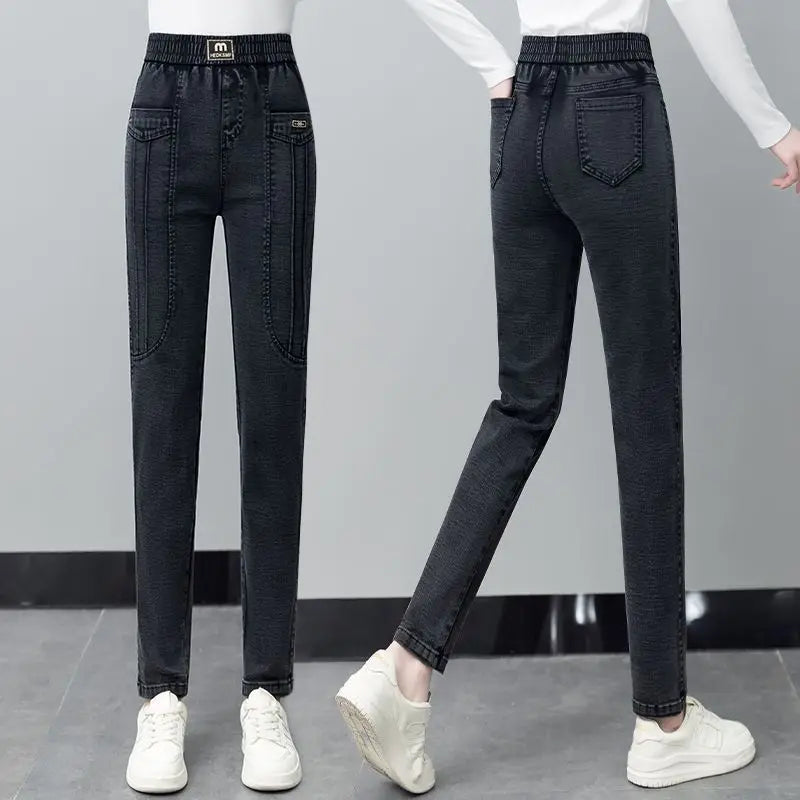 New Style of Jeans Women in Spring Autumn Casual Versatile High-waisted Small Feet
