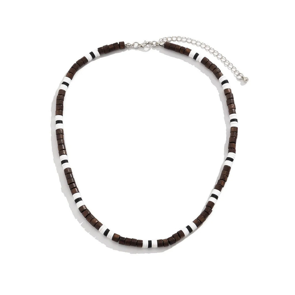 Bohemian Spliced Wood Bead Necklace Long Diamond Necklace