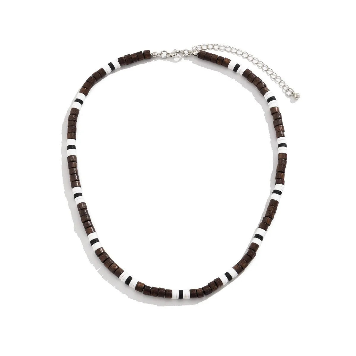 Bohemian Spliced Wood Bead Necklace Long Diamond Necklace