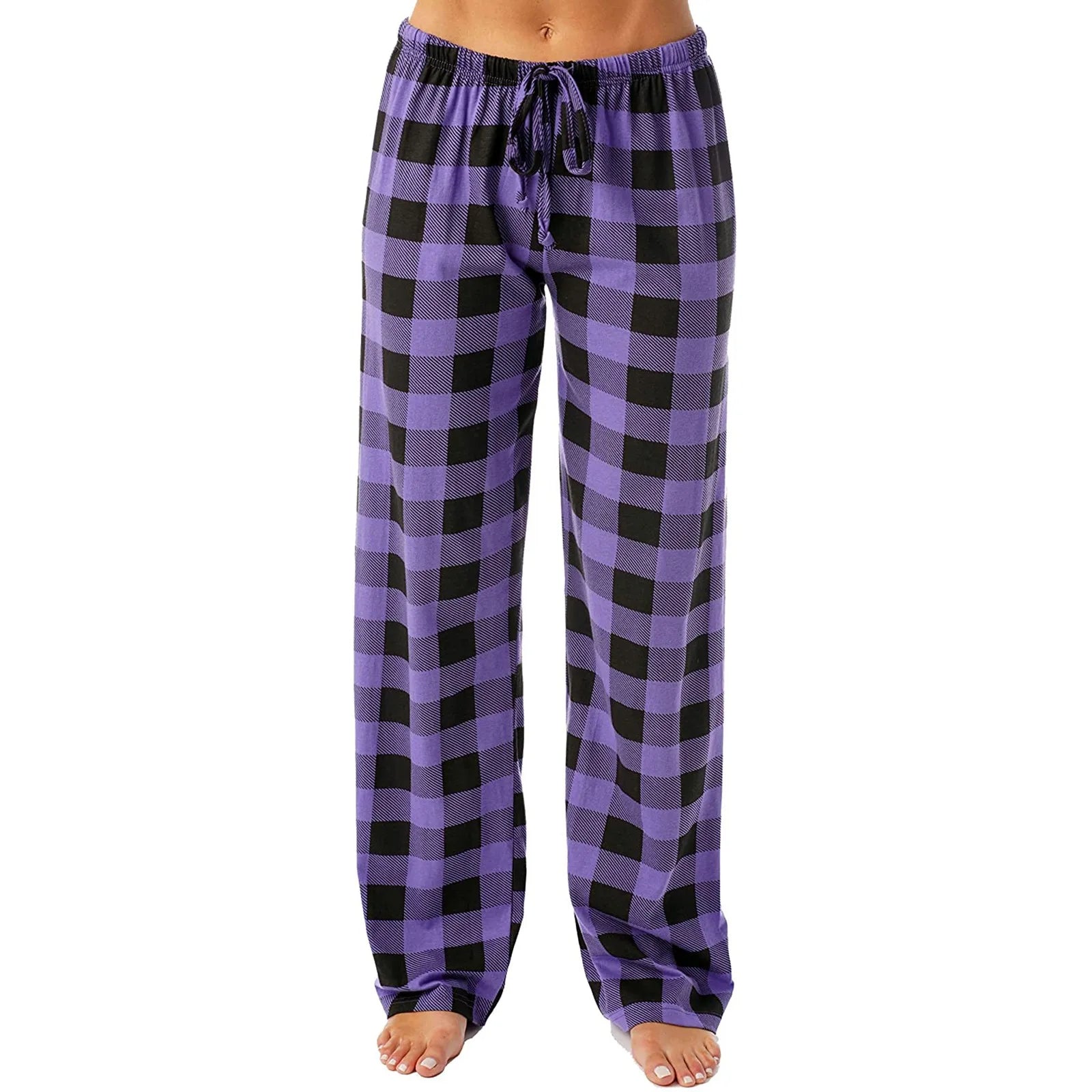 Pantalon Y2k Casual Pants Elastic Plaid Thin And Comfortable 2024 spring autumn Pajama Pants With Loose Drawstring Wide Leg Pant