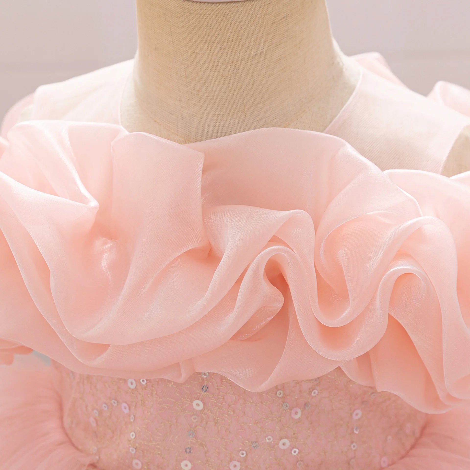 Baby Dress Girl Sequin Princess Gown Fashionable Children Clothing One Year Old Toddler Dress Wedding Clothes Piano Costume