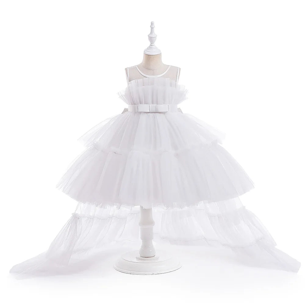 Kid's Party Formal Evening Dresses Elegant Party Dresses For Girls Dresses With Trailing Detachable Princess Dress