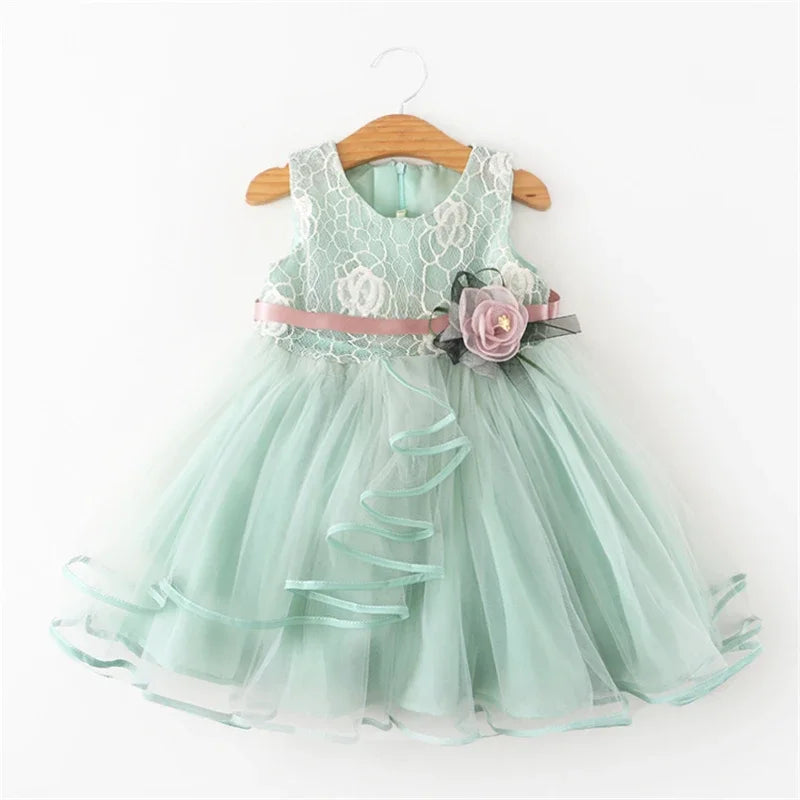 Flower Newborn Baby Dress New Summer Cute Baby Girls Clothes Tulle Lace Infant Christmas Party Clothing Girls Birthday Dress
