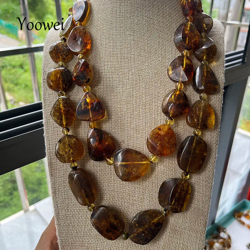 Big New Natural Amber Necklace for Gift European Baltic Original Beads Gogerous 100% Original Real Jewelry Supplier Wholesale
