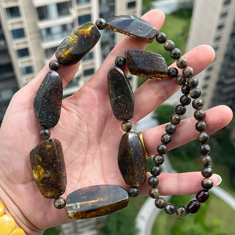 Big New Natural Amber Necklace for Gift European Baltic Original Beads Gogerous 100% Original Real Jewelry Supplier Wholesale