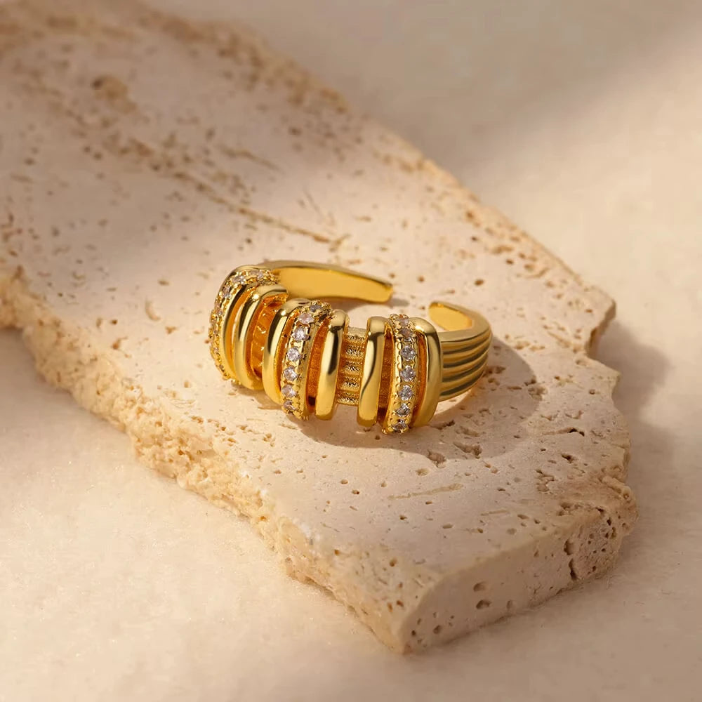 Stainless Steel Creative Geometry Rings For Women Men Opening Smooth Ring Wedding Exquisite Jewelry Gift 2024