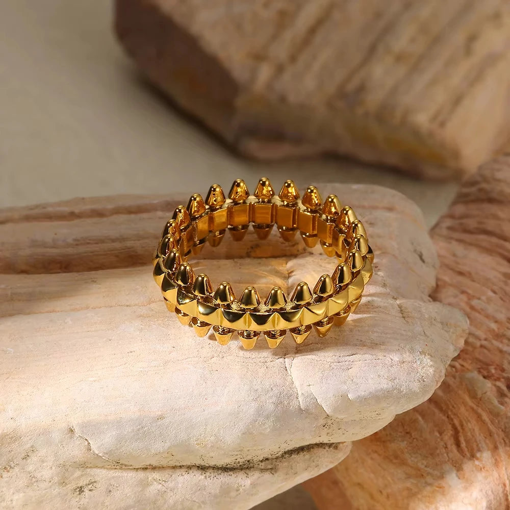 Stainless Steel Creative Geometry Rings For Women Men Opening Smooth Ring Wedding Exquisite Jewelry Gift 2024