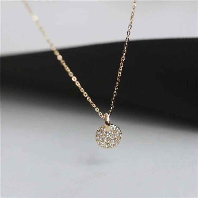 925 sterling silver plated 14K gold necklace light luxury versatile exquisite full small round brand clavicle chain for women