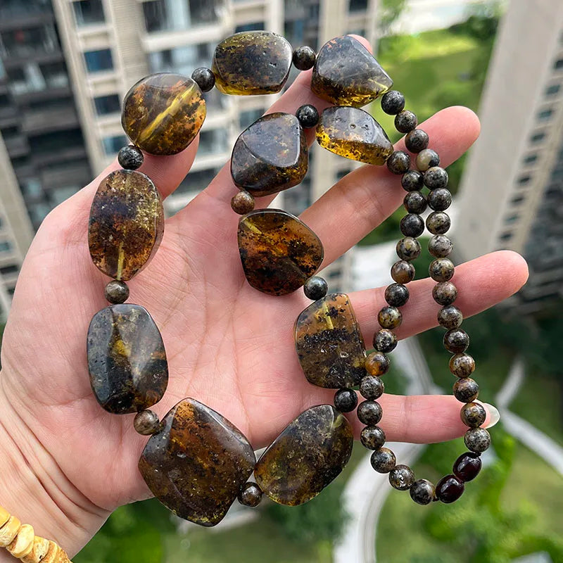 Big New Natural Amber Necklace for Gift European Baltic Original Beads Gogerous 100% Original Real Jewelry Supplier Wholesale