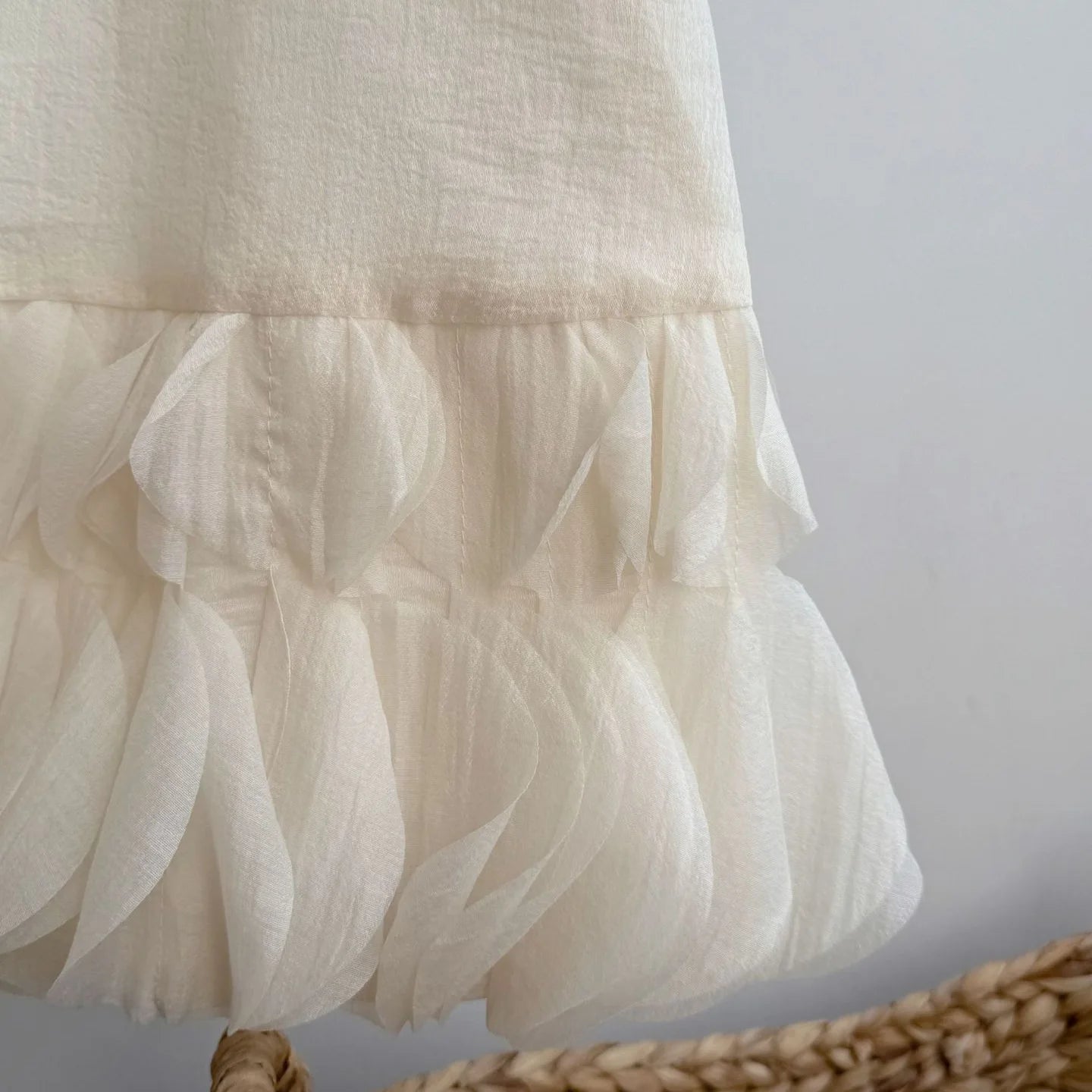 Girls Sleeveless Dress 2025 Spring and Summer New Korean Fashion Solid Color Mesh Flower Bud Princess Jumper Skirt
