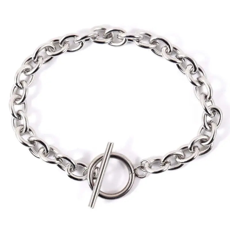 Fashion Simple Chunky Chain OT Clasp Necklace Women Trendy Versatile Stackable Metal Chain Necklace Jewelry Accessories
