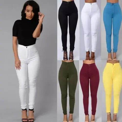 Hot Women Pencil Stretch Slim Denim Skinny Jeans Pants High Waist Jeans Trousers