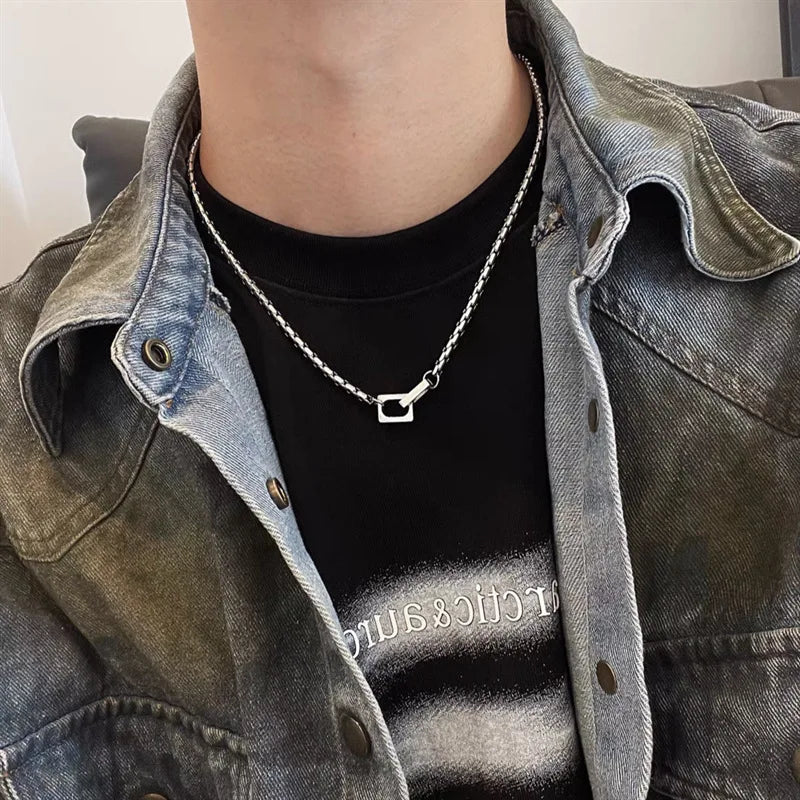 Interlocking Chain Neckalce for Men Boys,Waterproof Stainless Steel Chain Link Collars,Hip Hop Trendy Jewelry Gifts