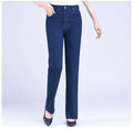 Middle-aged Women's Jeans Spring Autumn High Waist Solid Color Denim Pants Large Size Loose Female Straight Casual Cowboy Pants